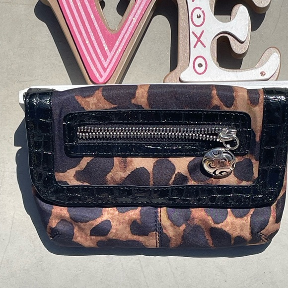 Brighton Leopard Print Clutch Black Leather Trim